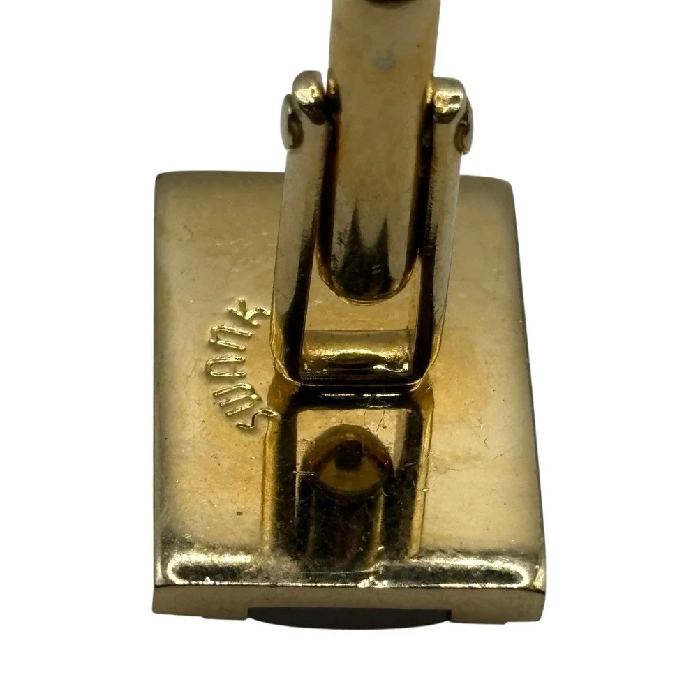 Vintage Swank Cufflinks Tie Bar Set Gold Tone‎ Metal Mother Of Pearl Rectangle